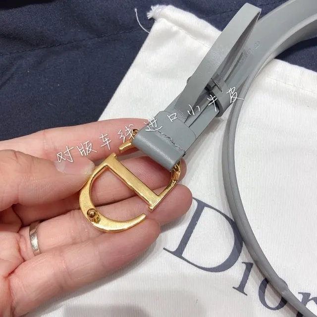 Dior Diorama حزام جلد رمادي ذهبي ضيق ناعم 4