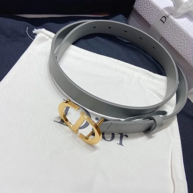 Dior Diorama حزام جلد رمادي ذهبي ضيق ناعم 6