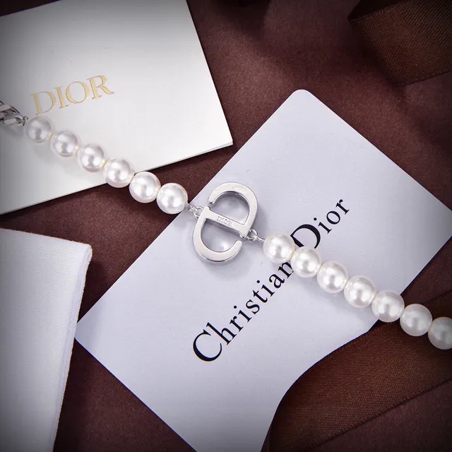 Dior Double-Strand Pearl and Curb Chain Necklace 6