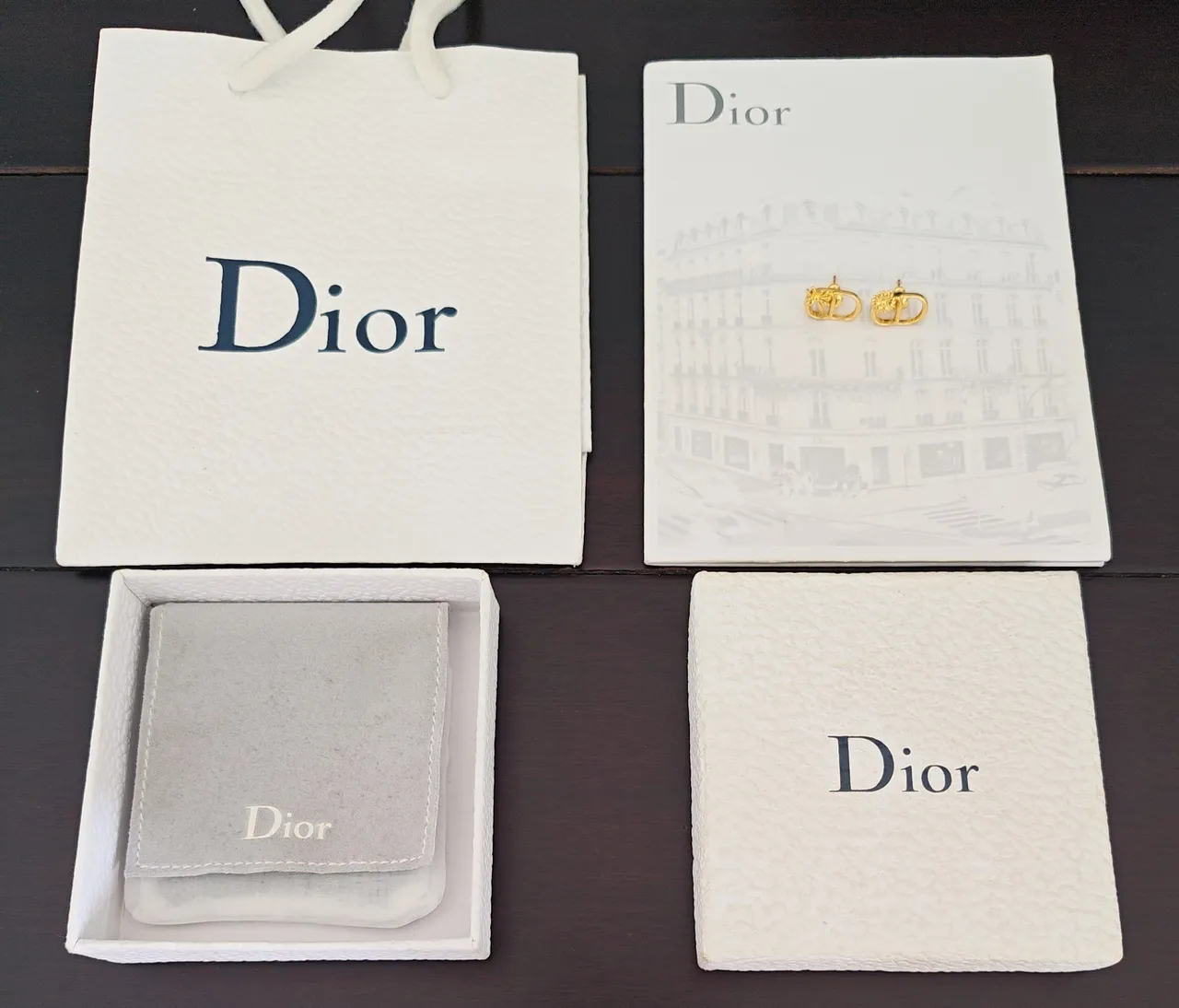 Dior Floral Motif Gold-Tone Oval Link Stud Earrings 3