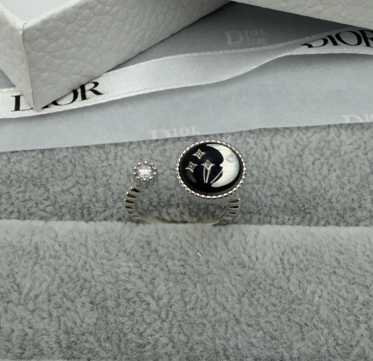 Dior Bague à Bande Texturée Or Noir 2