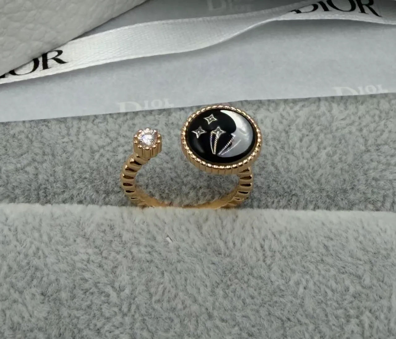 Dior Bague à Bande Texturée Or Noir 6