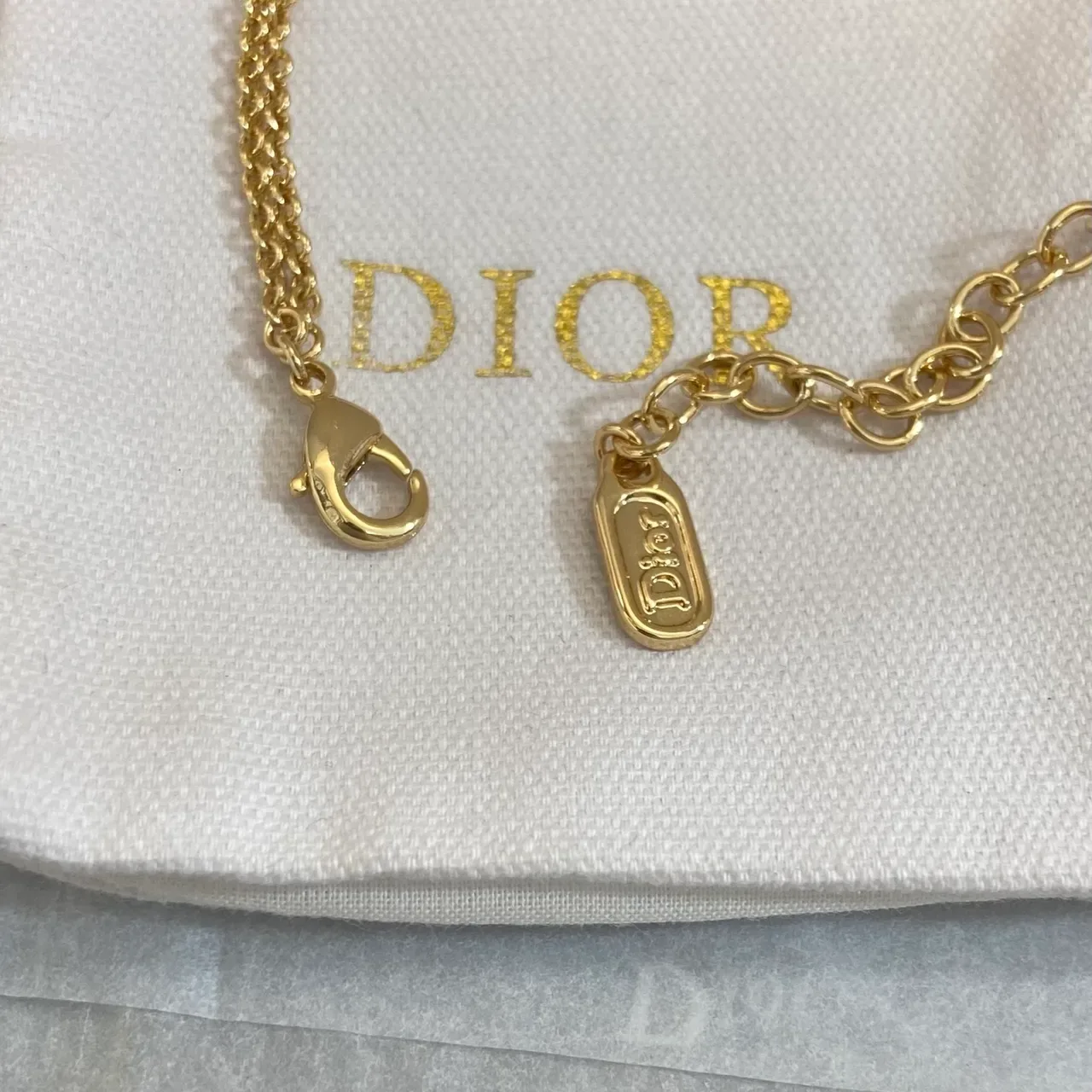 Dior Gold Silver Double-Chain Oval Medallion Pendant Bracelet 2
