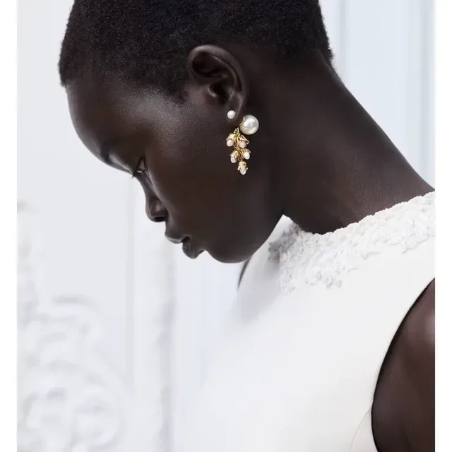 Dior Gold-Tone Floral Pearl Drop Earrings 3