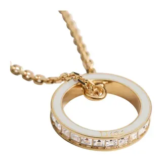 Collier Dior pendentif circulaire émail or blanc