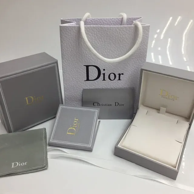 Dior Gray Gold Textured Paper Foil Branding Jewelry 7