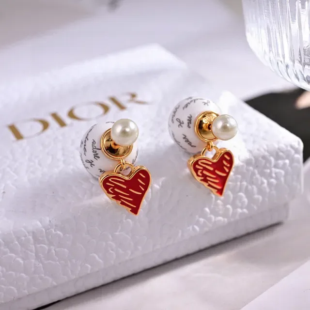 Dior Heart and Script Bead Drop Earrings 5