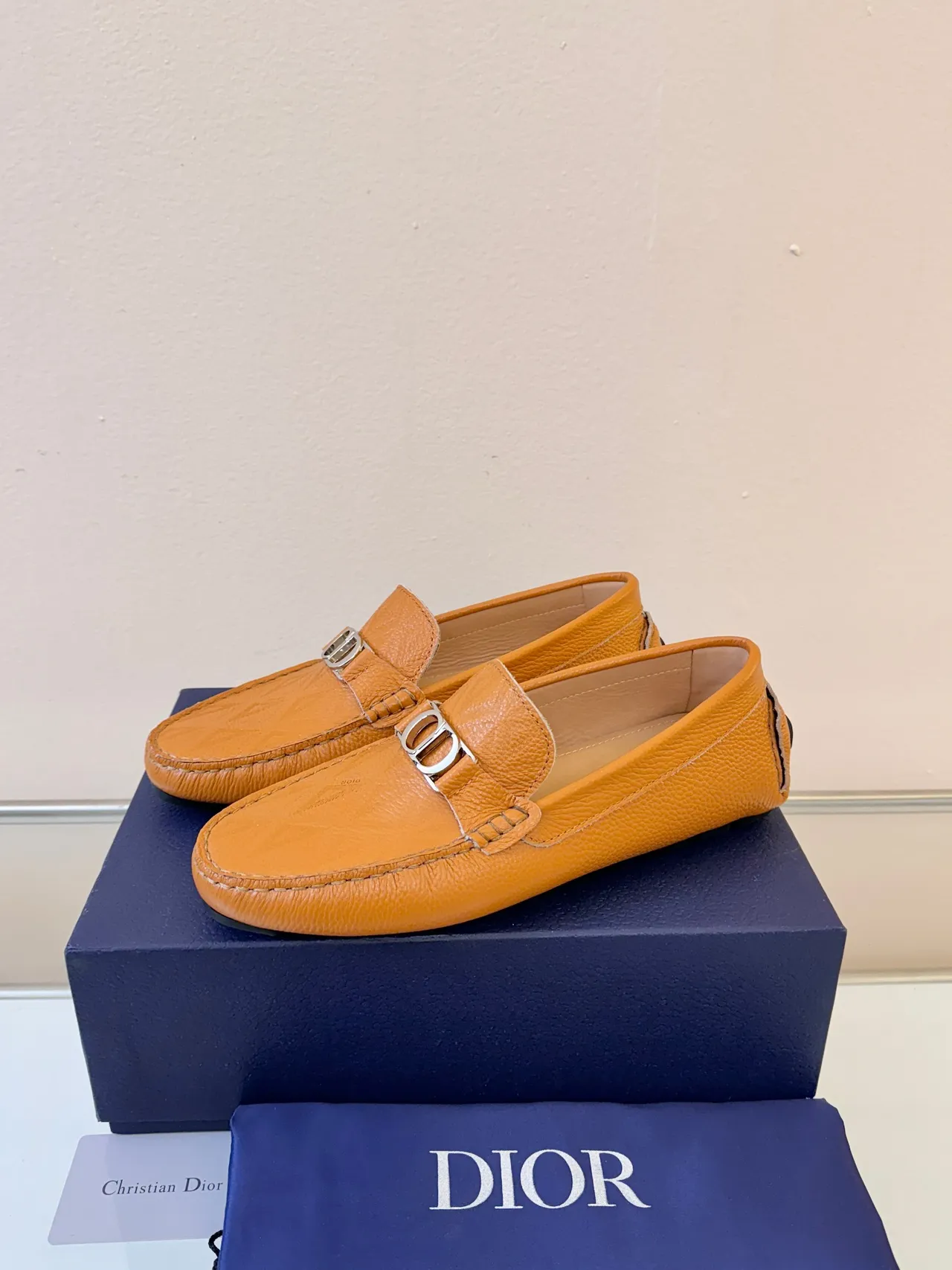 Dior Horsebit 1955 Tan Pebbled Leather Loafers 2