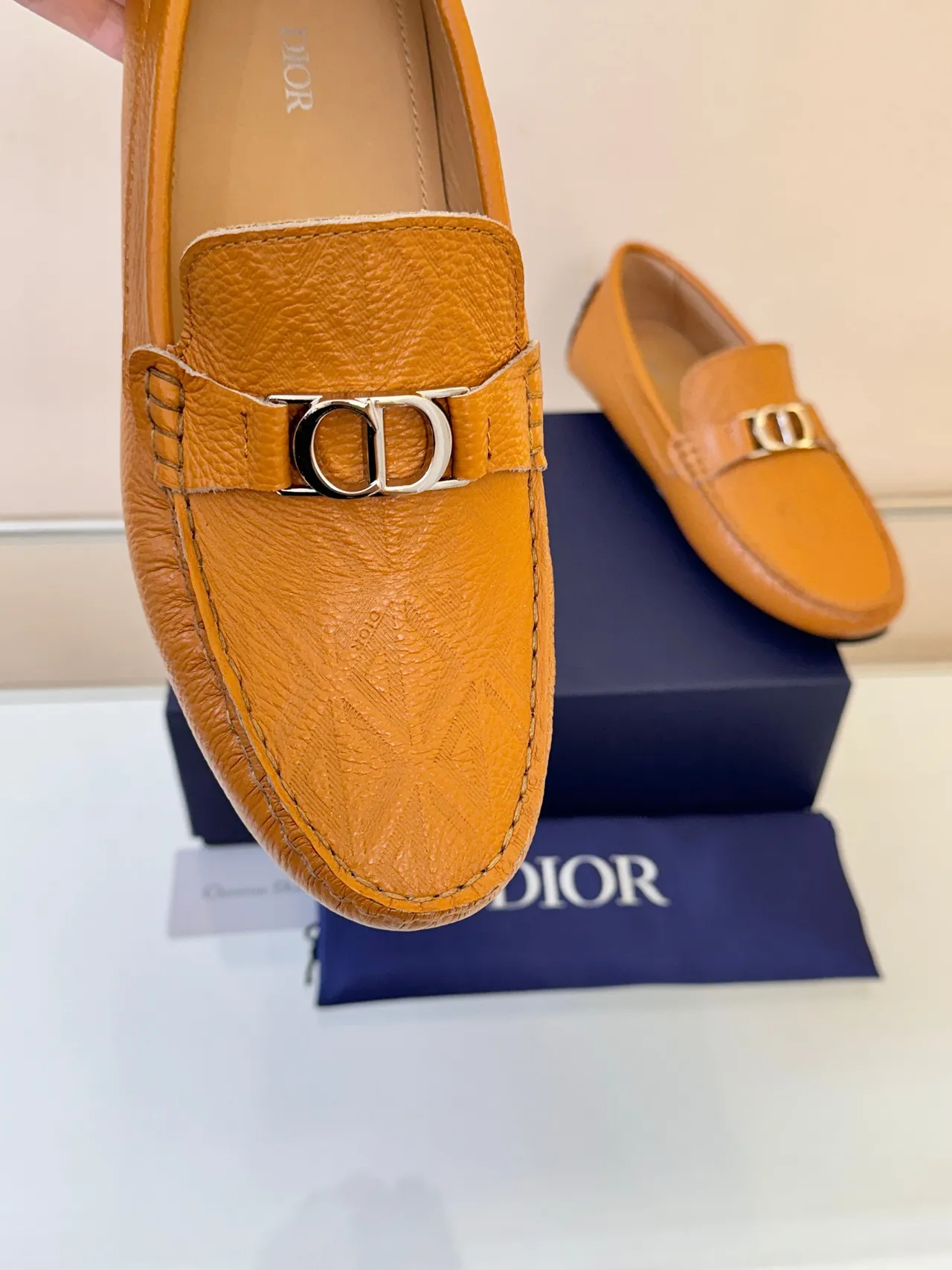 Dior Horsebit 1955 Tan Pebbled Leather Loafers 3