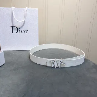 Dior Icon White Grained Leather Belt