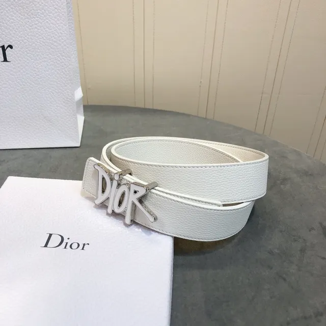 Dior Icon White Grained Leather Belt 2