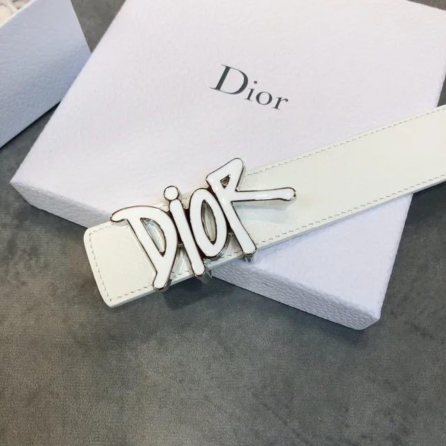 Dior Icon White Grained Leather Belt 3