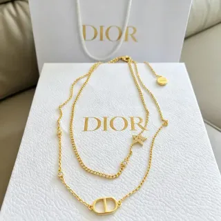 Dior Layered Collier Cristal Doré D-Logo Étoile
