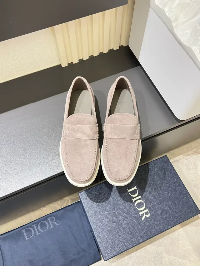 Dior Loafer Beige White Suede Upper Penny Strap Loafer 5