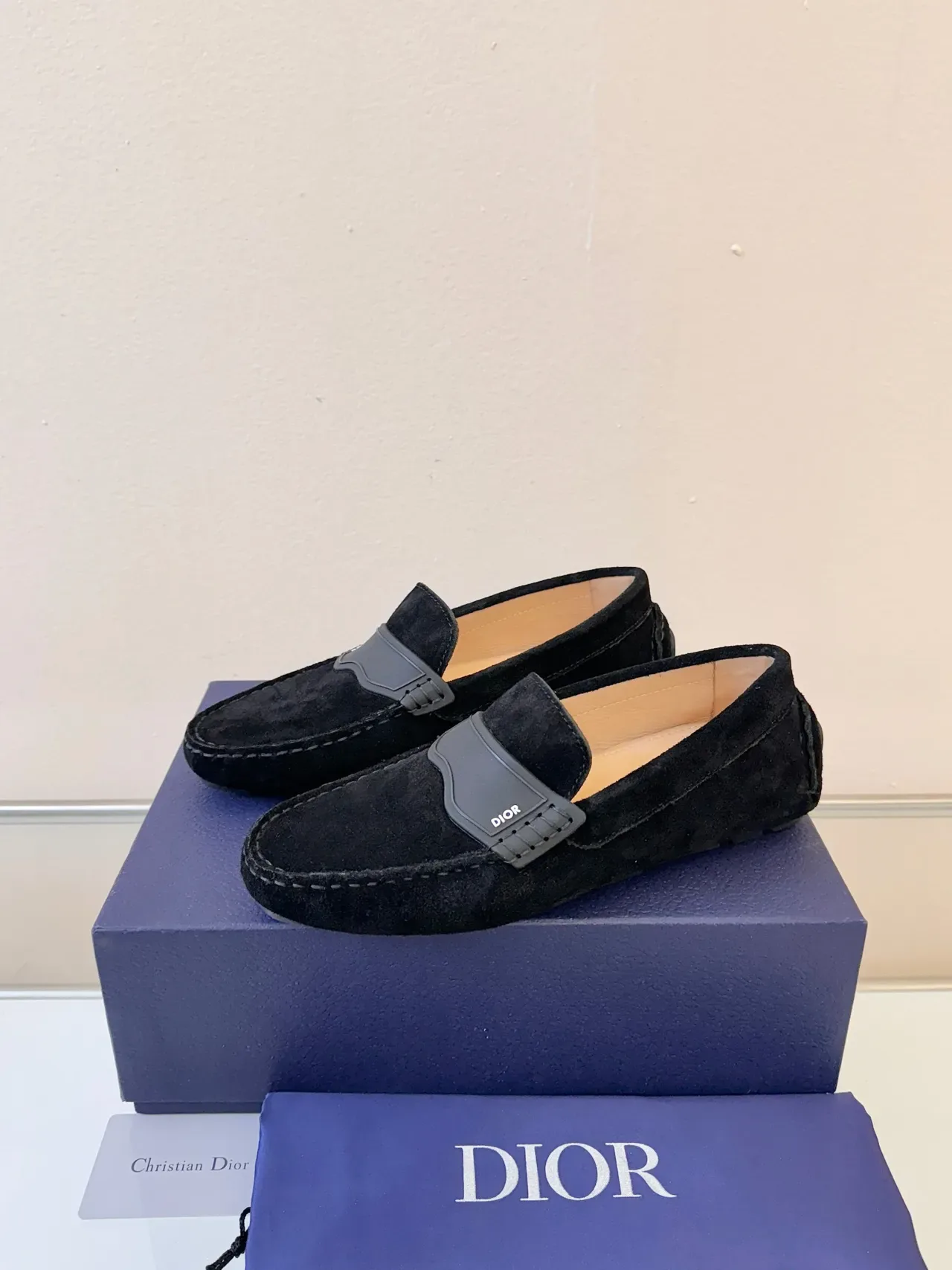 Dior Loafer Black Gray Suede Rubber Strap Detail Loafer 2