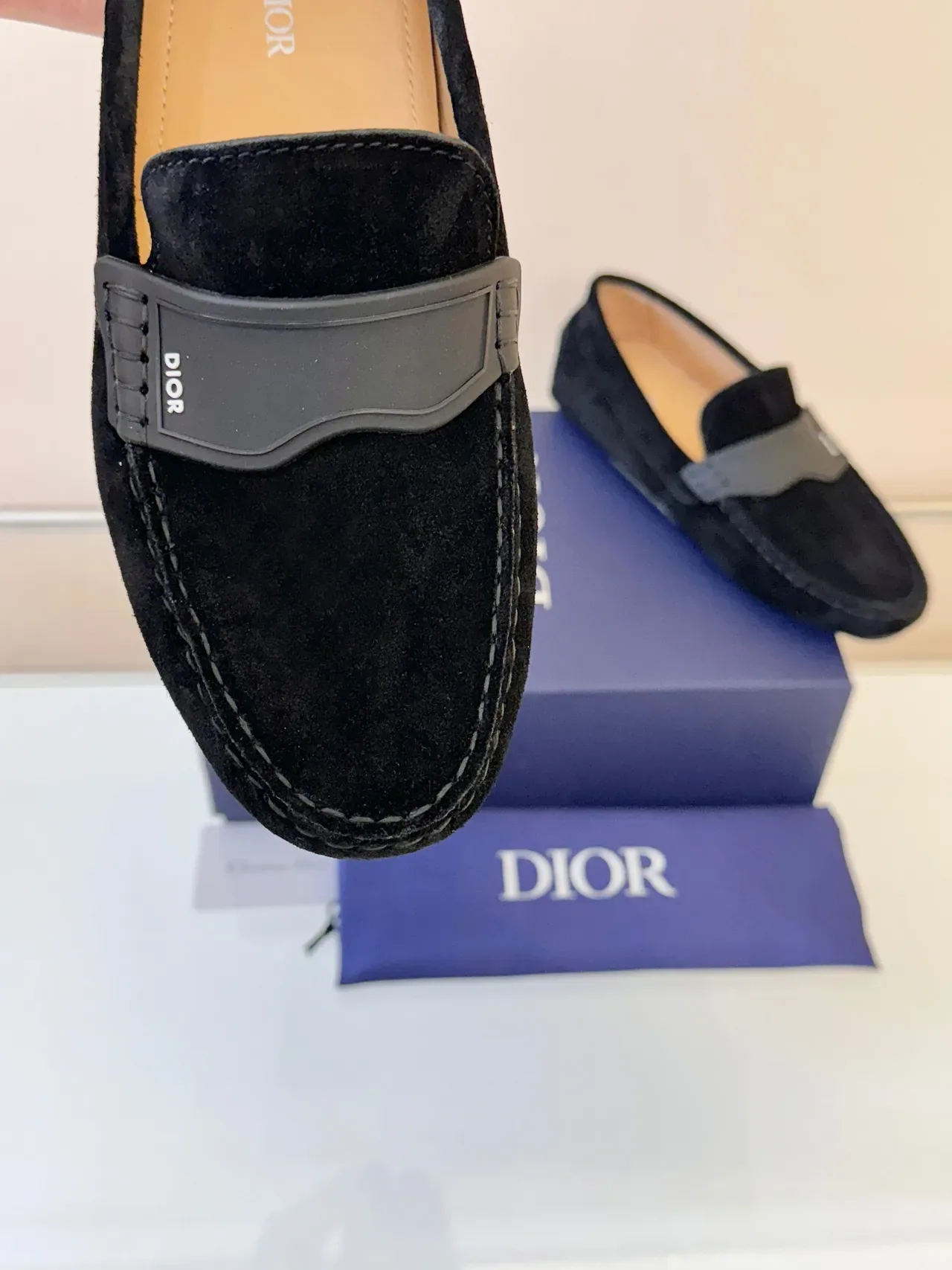 Dior Loafer Black Gray Suede Rubber Strap Detail Loafer 3