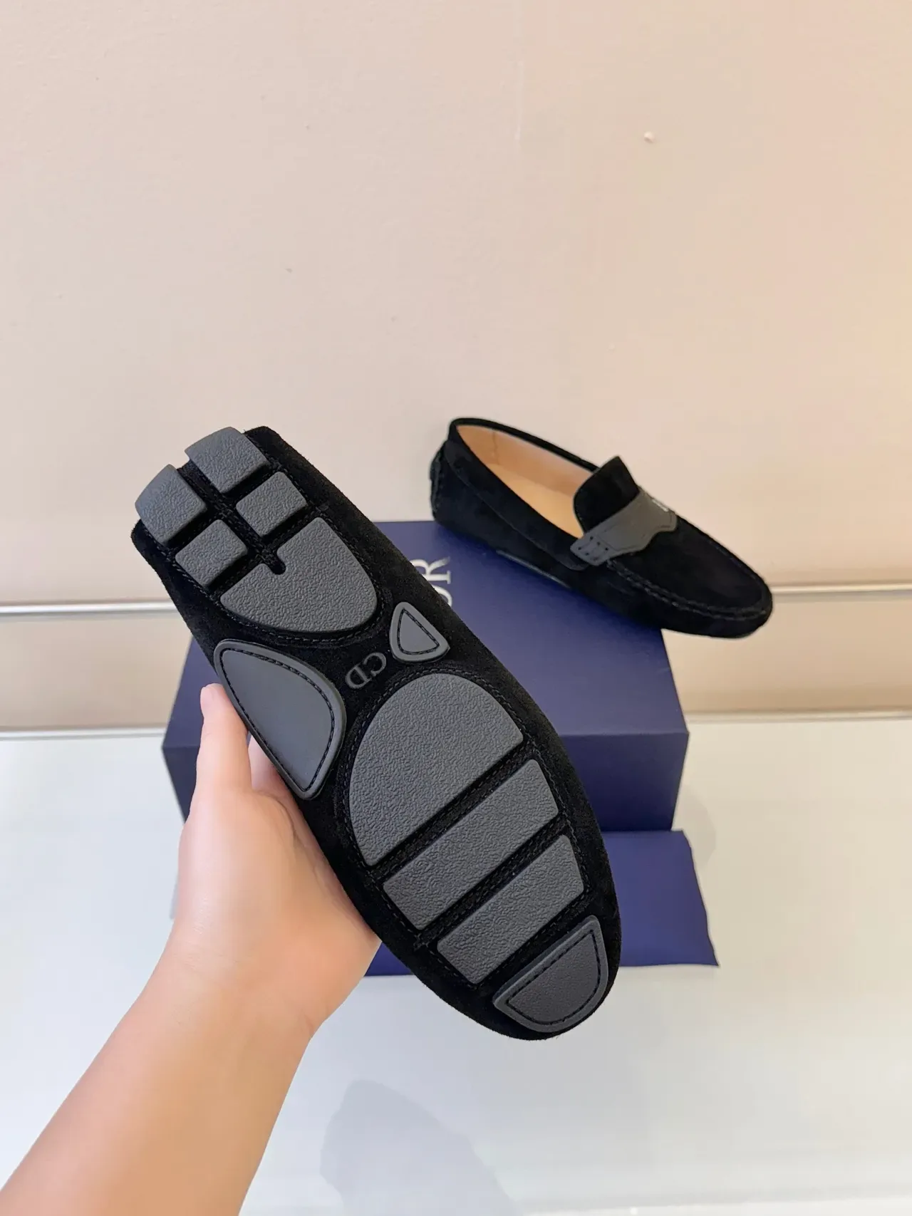 Dior Loafer Black Gray Suede Rubber Strap Detail Loafer 5