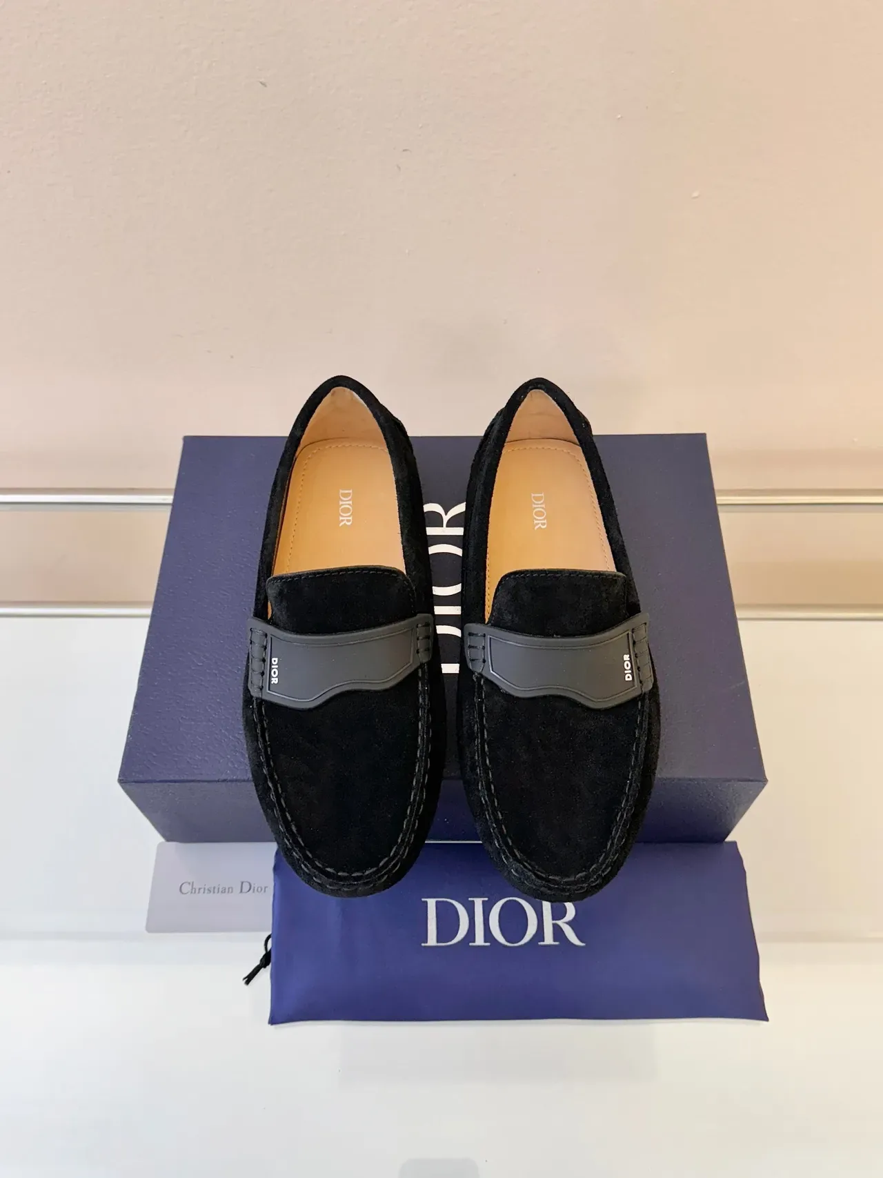 Dior Loafer Black Gray Suede Rubber Strap Detail Loafer 6