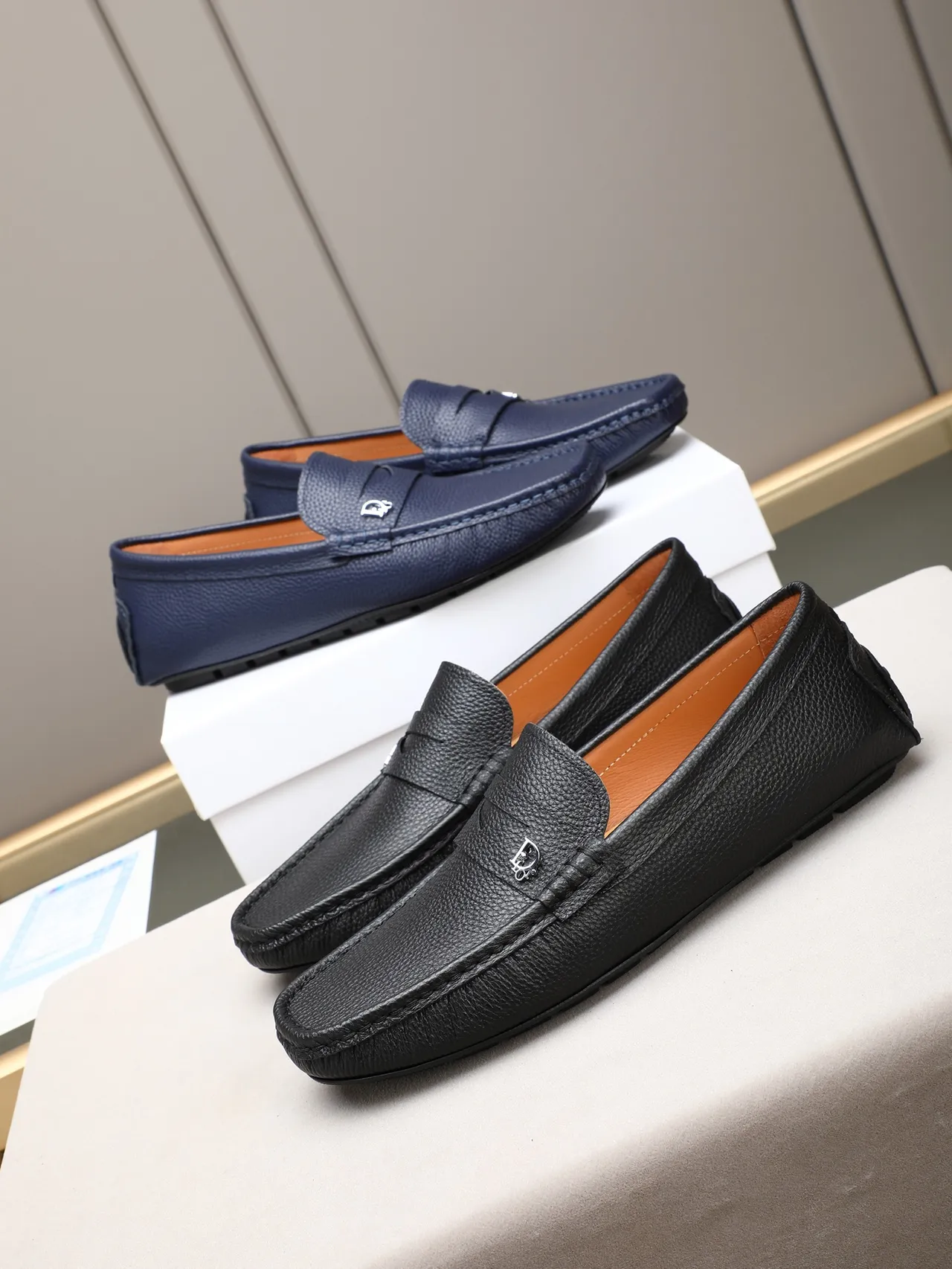 Dior Loafer Black Pebbled Leather CD Logo Strap Loafer 2