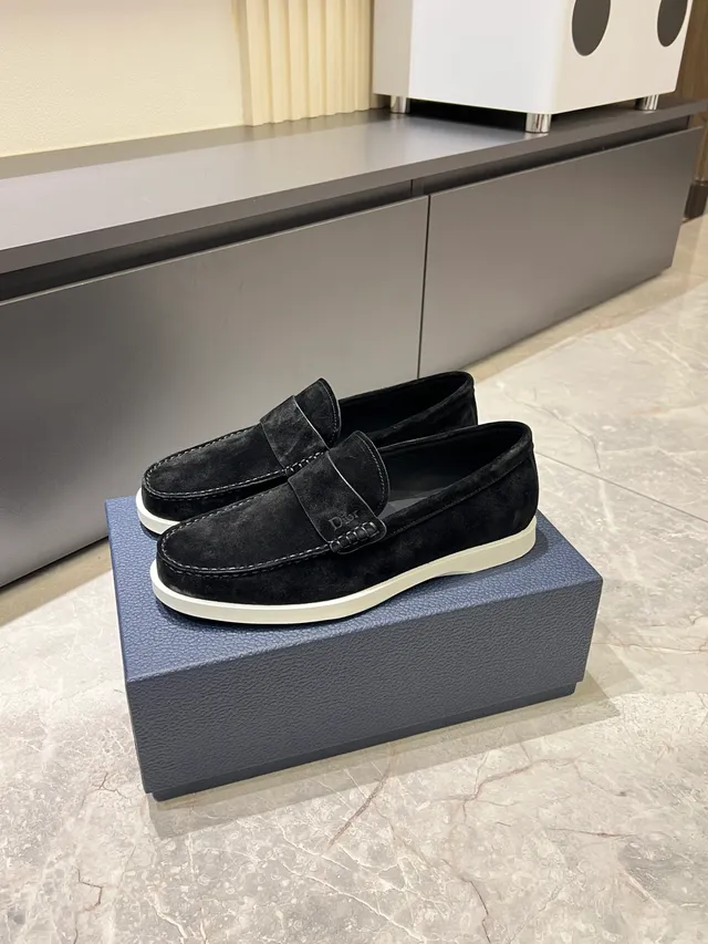 Dior Loafer Black White Suede Upper Single Strap Loafer 4