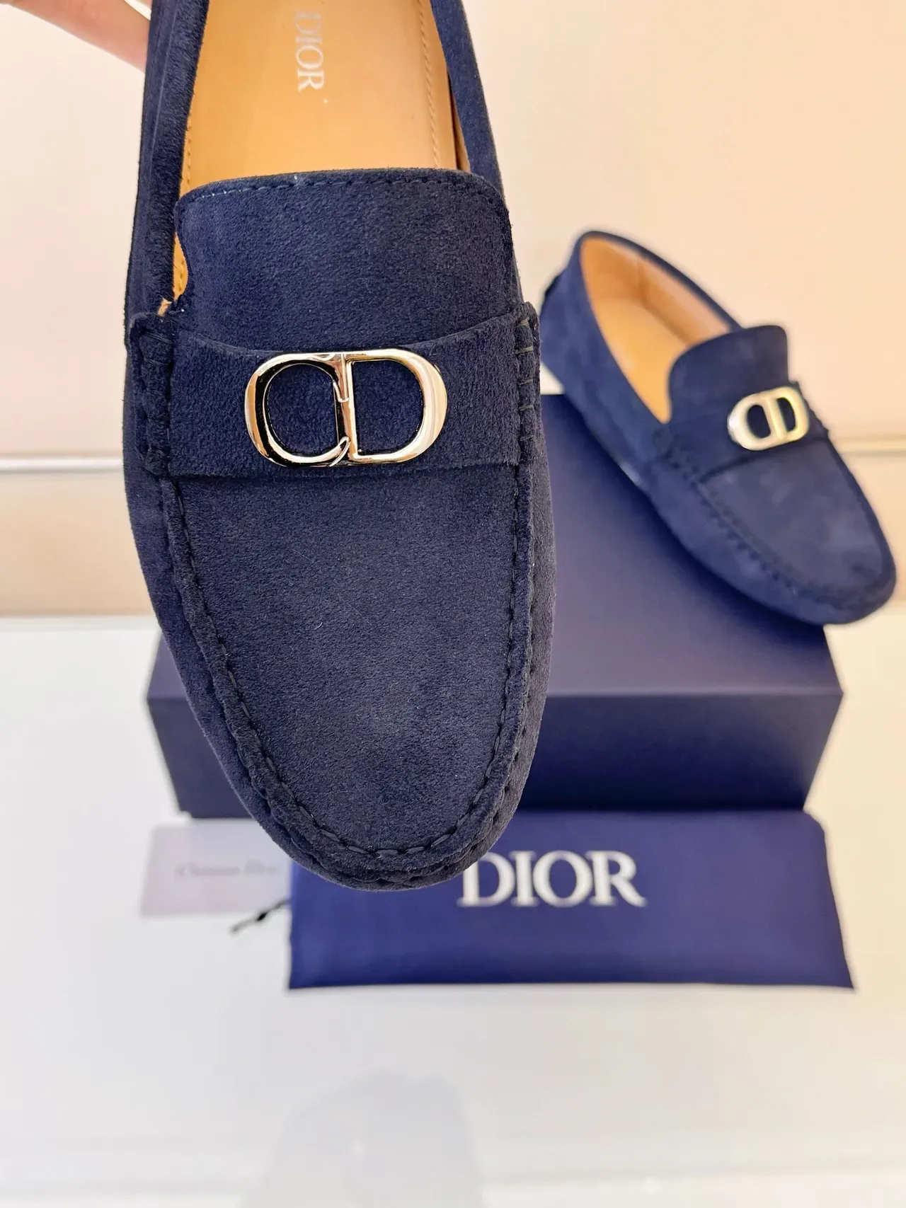 Mocassins Dior Marine Daim CD Buckle Moccasin Stitched 3