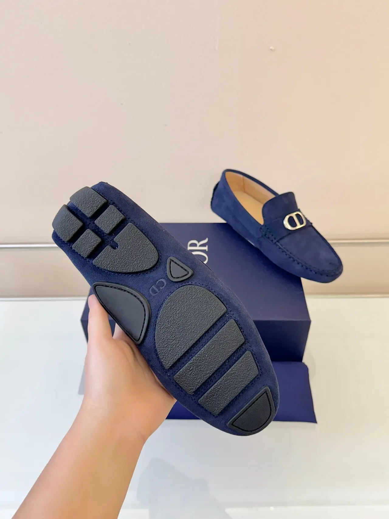 Mocassins Dior Marine Daim CD Buckle Moccasin Stitched 5