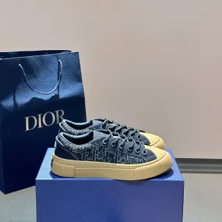 Dior Navy Beige Monogrammé Semelle de Plateforme Supérieure Sneakers Lifestyle
