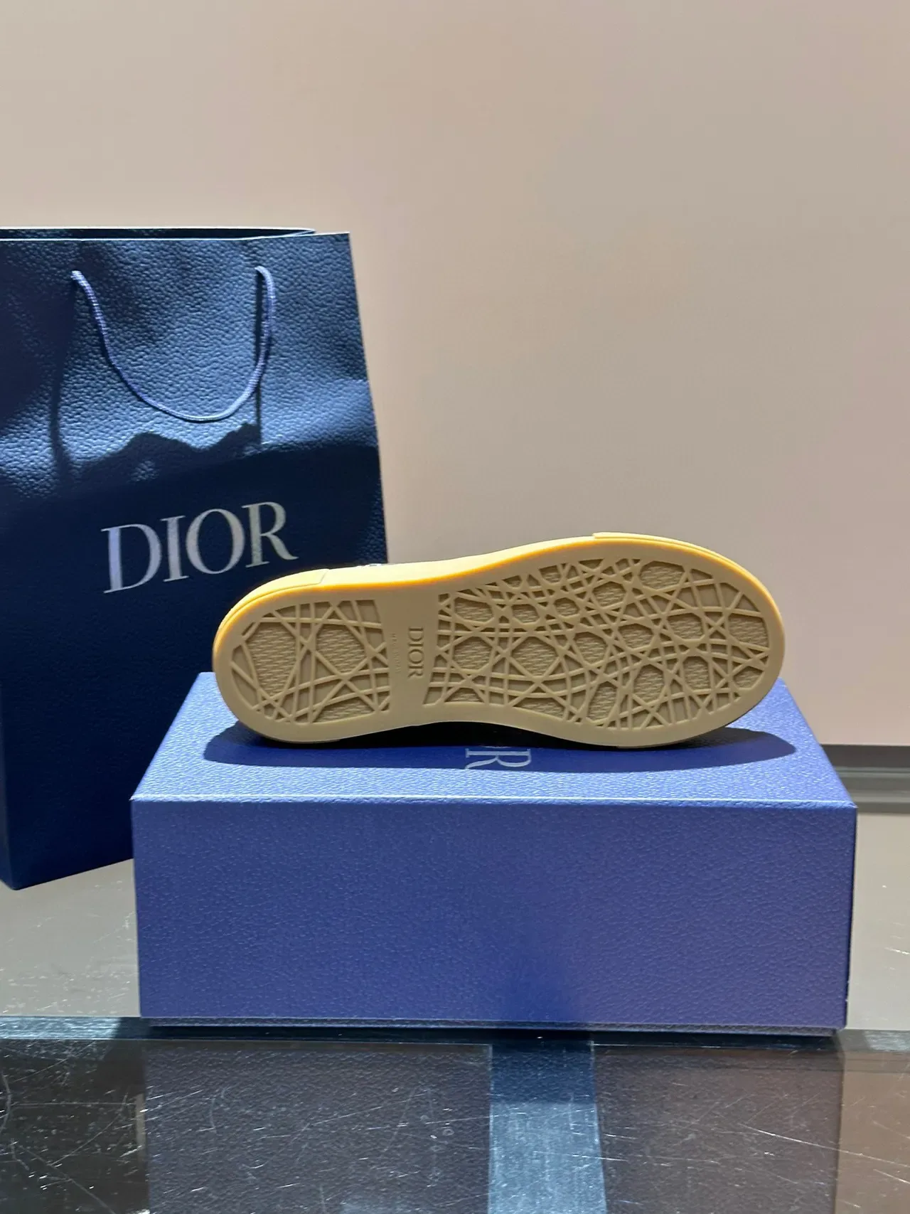 Dior Navy Beige Monogrammed Upper Platform Sole Lifestyle Sneakers 2