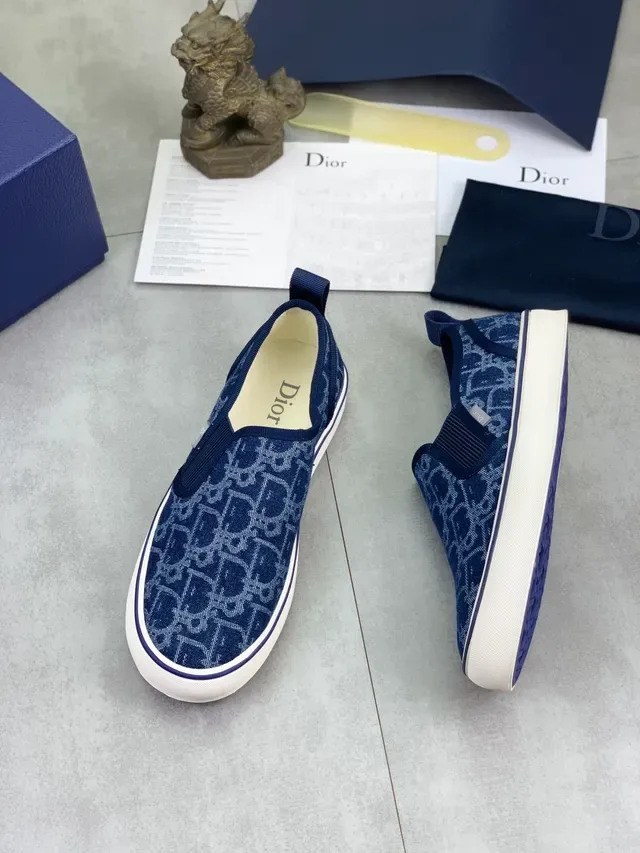 Tênis lifestyle Dior Navy White com monograma em canvas, slip-on 5