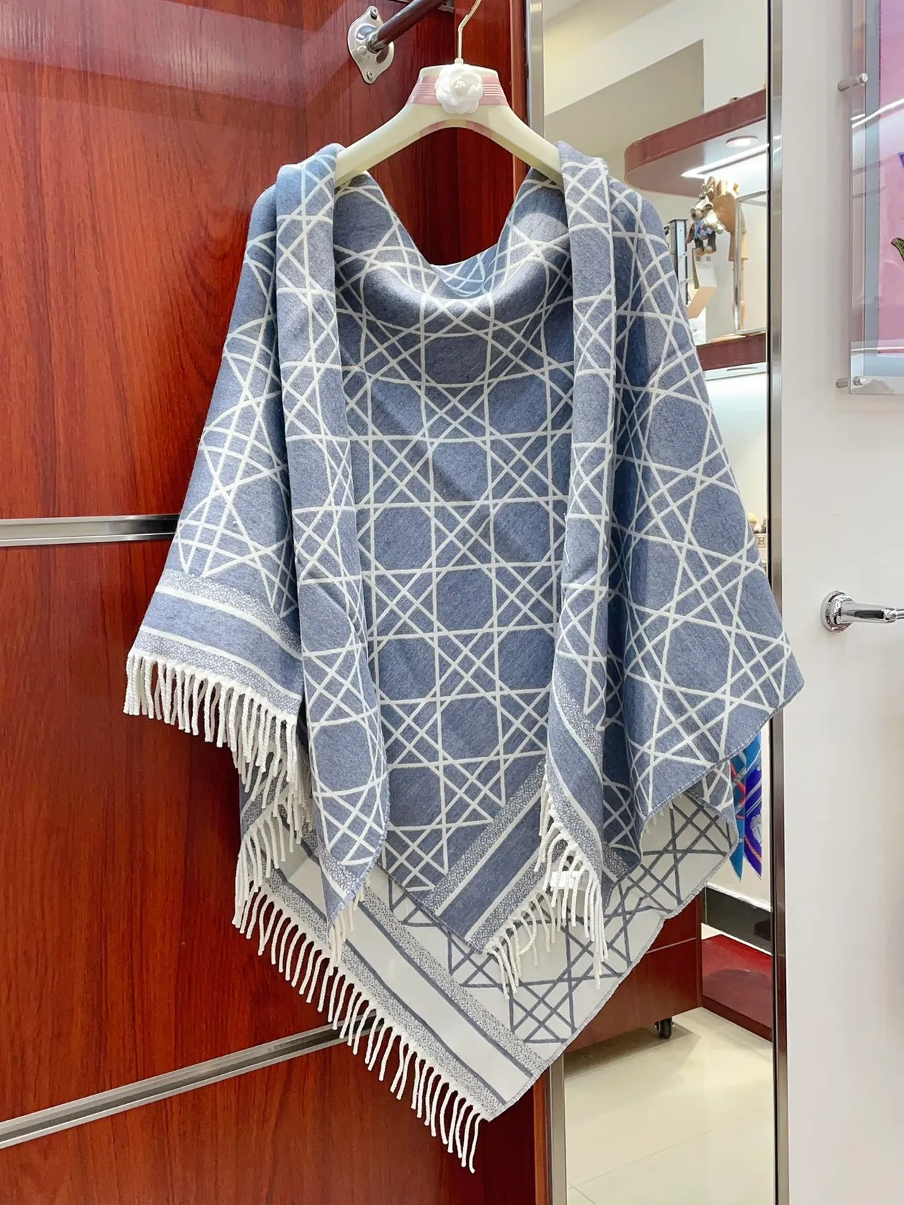 Dior Oblique Geometric Pattern Reversible Cashmere Scarf 6