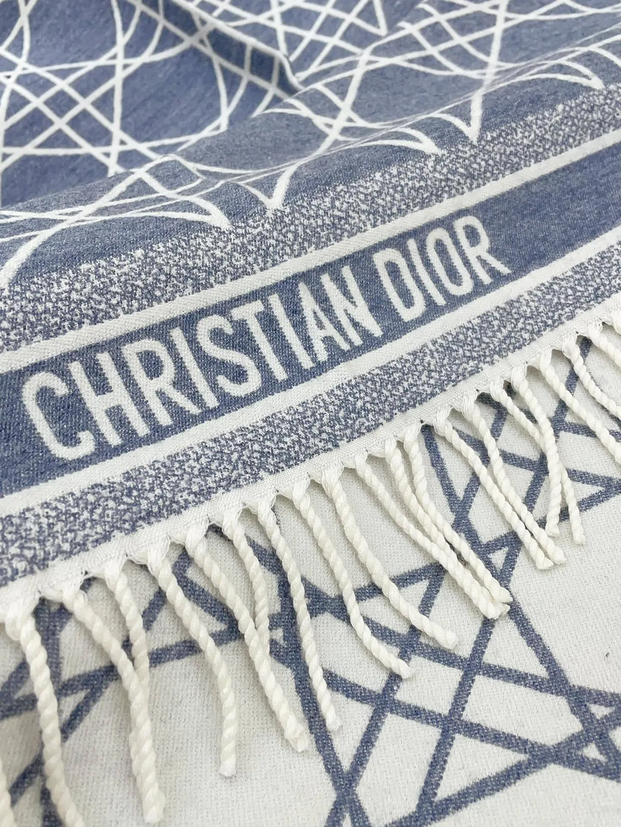 Dior Oblique Geometric Pattern Reversible Cashmere Scarf 8
