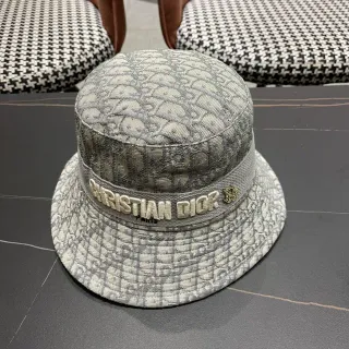 Dior Oblique Gray Beige Monogram Jacquard Raised Embroidered Logo Band Bucket Hat