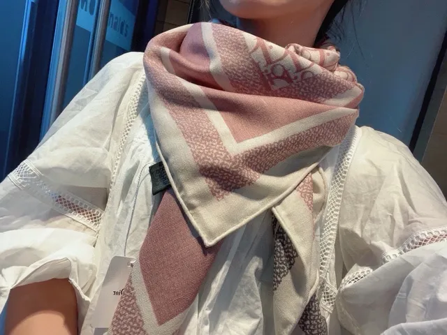Dior Oblique Monogram Bege Cinza Rosa Lenço de Seda 2