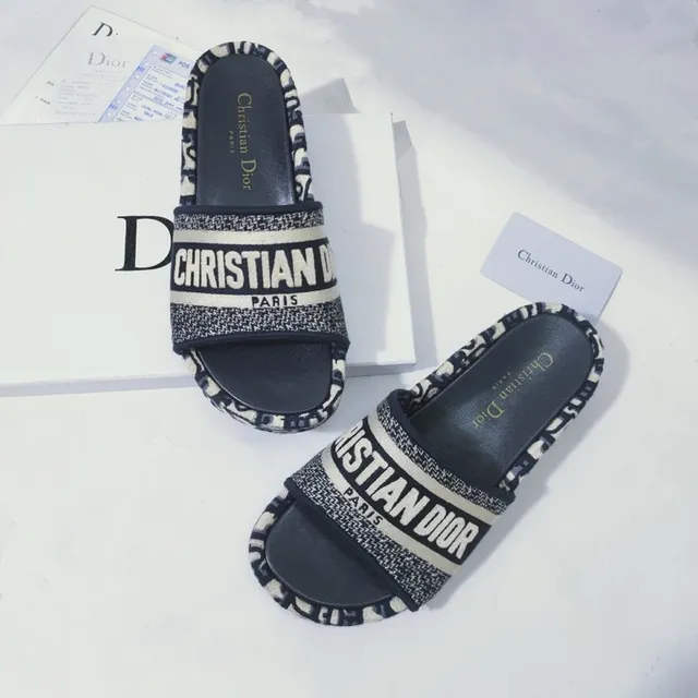 Dior Oblique Slide Black and White Monogram Slippers 2