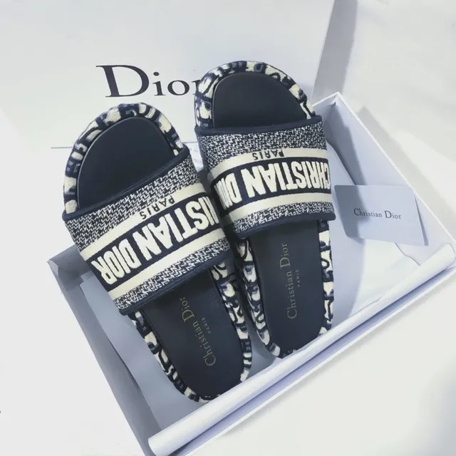 Dior Oblique Slide Black and White Monogram Slippers 3