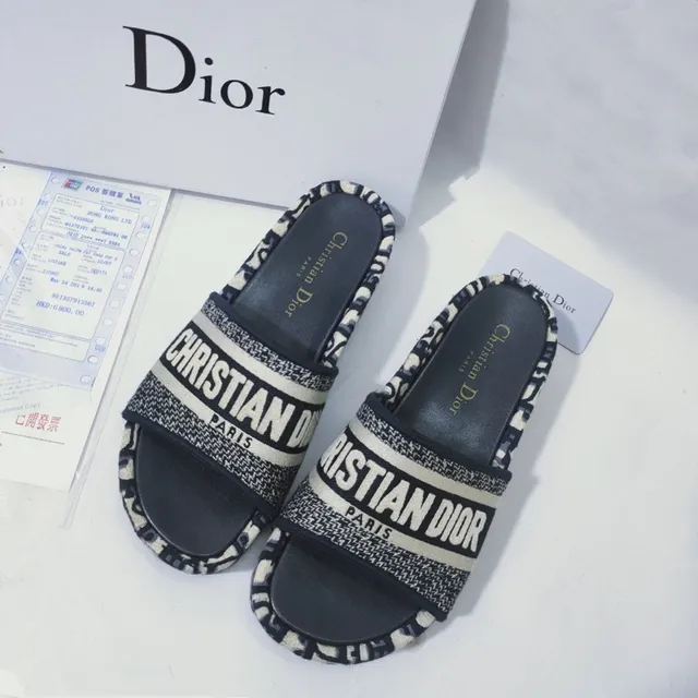 Dior Oblique Slide Black and White Monogram Slippers 4