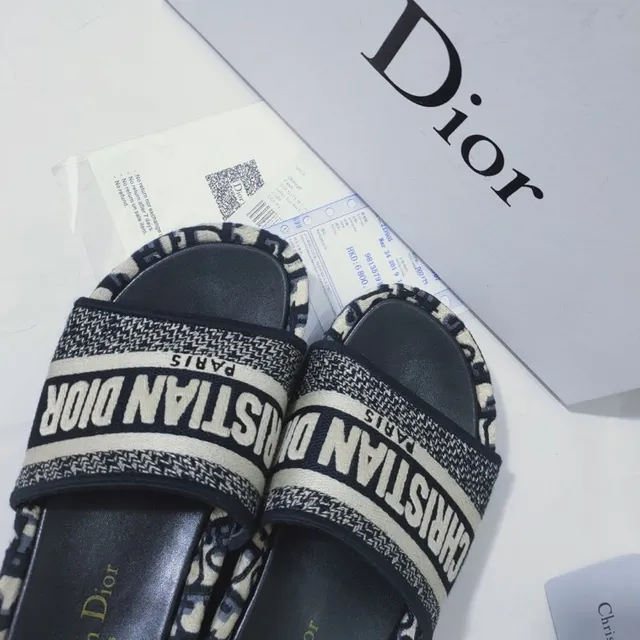 Dior Oblique Slide Black and White Monogram Slippers 5