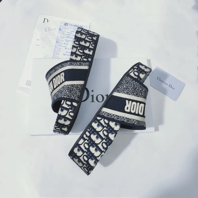 Dior Oblique Slide Black and White Monogram Slippers 6