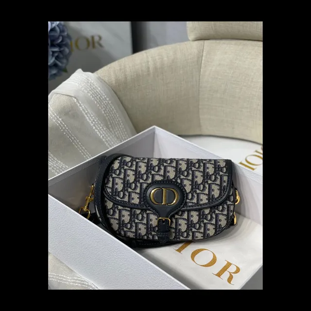 Dior Saddle beige bleu marine oblique jacquard garniture cuir noir Saddle Bag 3