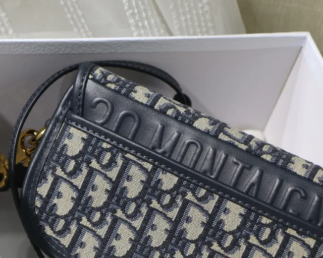 Dior Saddle beige bleu marine oblique jacquard garniture cuir noir Saddle Bag 8