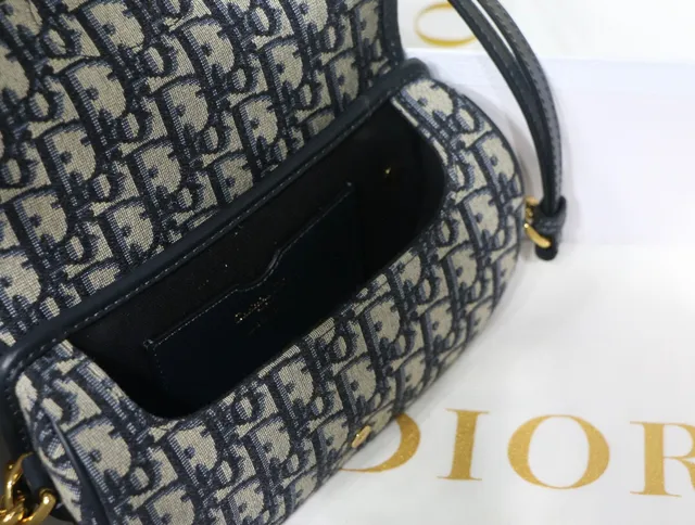 Dior Saddle beige bleu marine oblique jacquard garniture cuir noir Saddle Bag 14