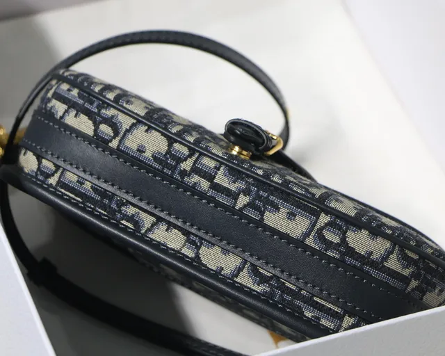 Dior Saddle beige bleu marine oblique jacquard garniture cuir noir Saddle Bag 16