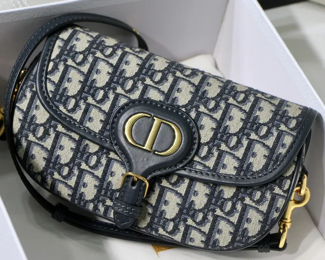 Dior Saddle beige bleu marine oblique jacquard garniture cuir noir Saddle Bag 20
