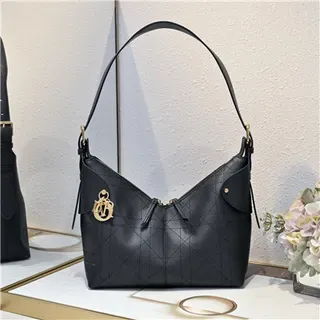 Dior Saddle Black Quilted Cannage Underarm Bag
