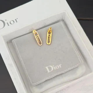Dior Safety-Pin Gold Silver Silhouette Pavé Crystal Detailing Earrings