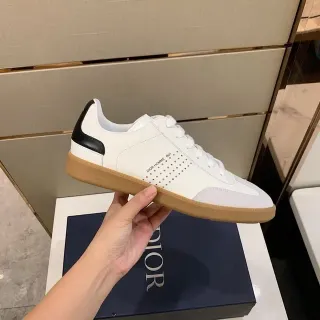 Dior White Black Low-Top Perforated Side Panel Lifestyle Sneakers