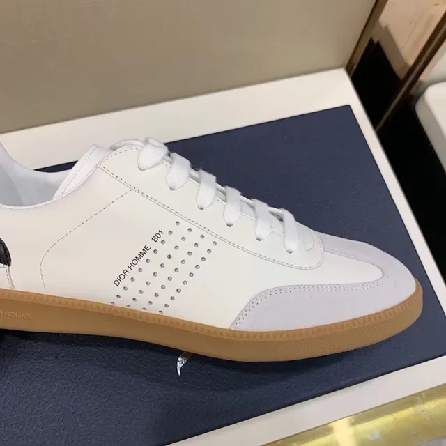 Dior White Black Low-Top Perforated Side Panel Lifestyle Sneakers 2