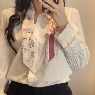 Dior White Black Sheer Fabric Gathered Balloon Cuffs Shirt