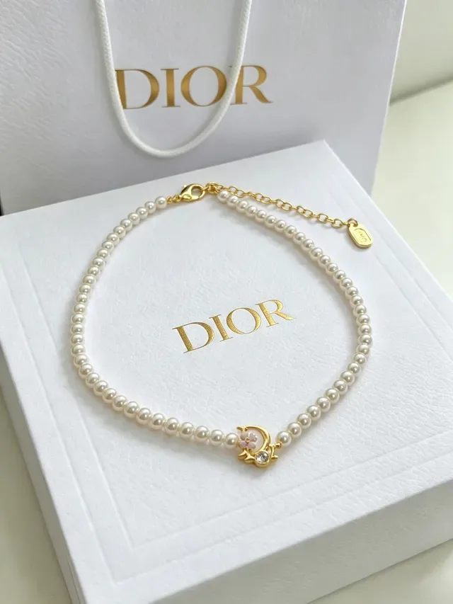 Bracelete Dior de ouro branco com pérolas em série D-Motif charm 5
