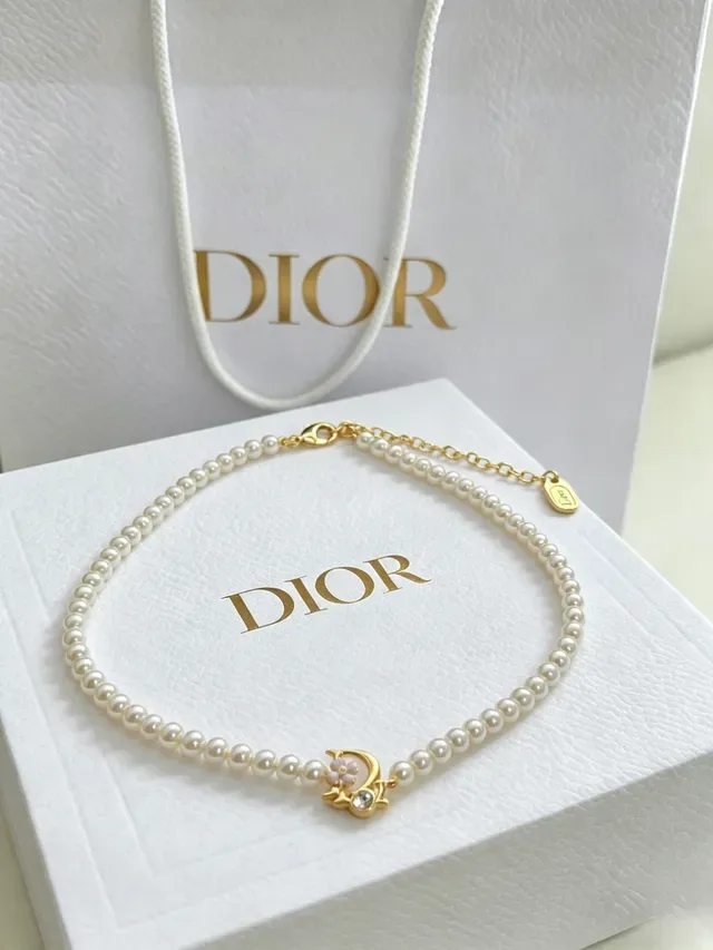 Bracelete Dior de ouro branco com pérolas em série D-Motif charm 6
